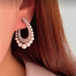 Pearl Halo Pave Sparkle Earrings
